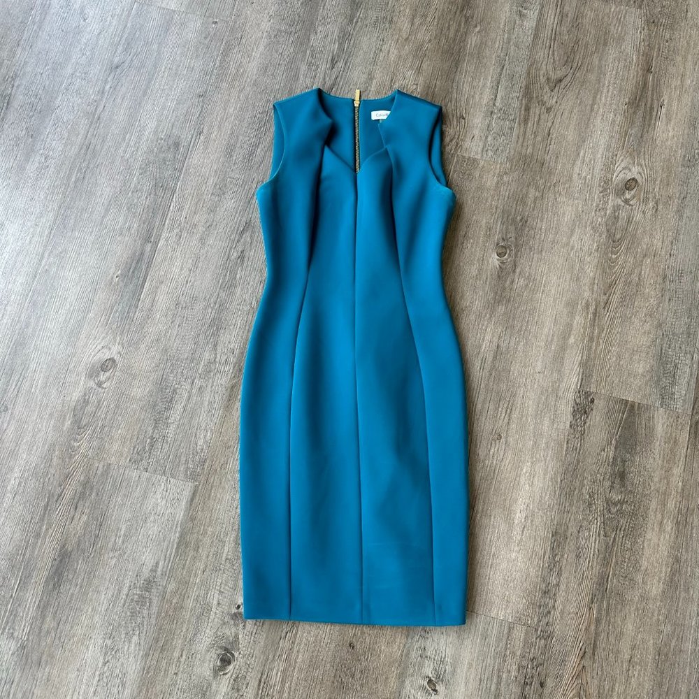 Calvin Klein Pencil Scuba Dress - Teal Blue Green - Size 4
